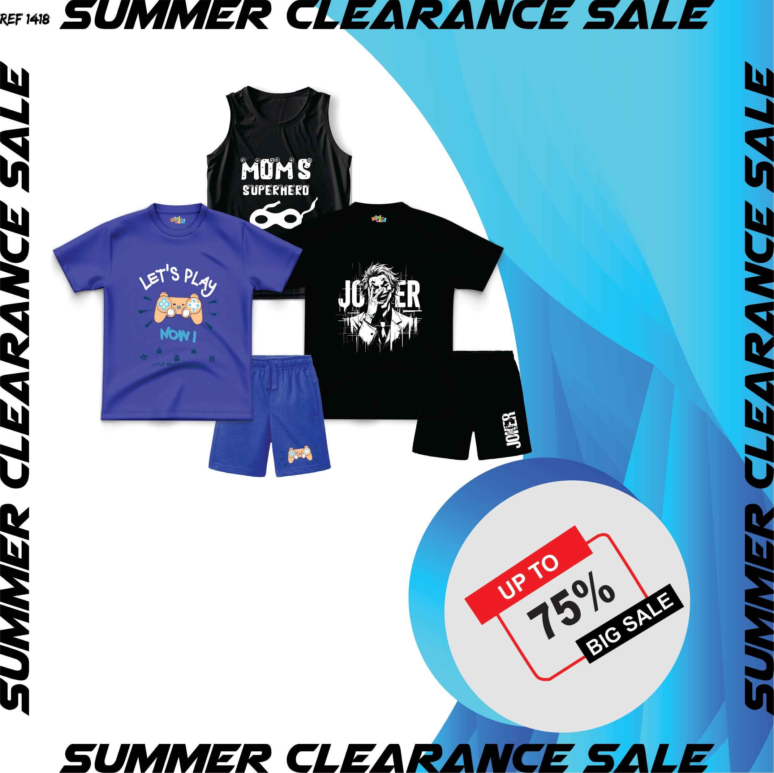 Sale - Pack of 2 Short Sets & 1 Sando (13-14 Years)