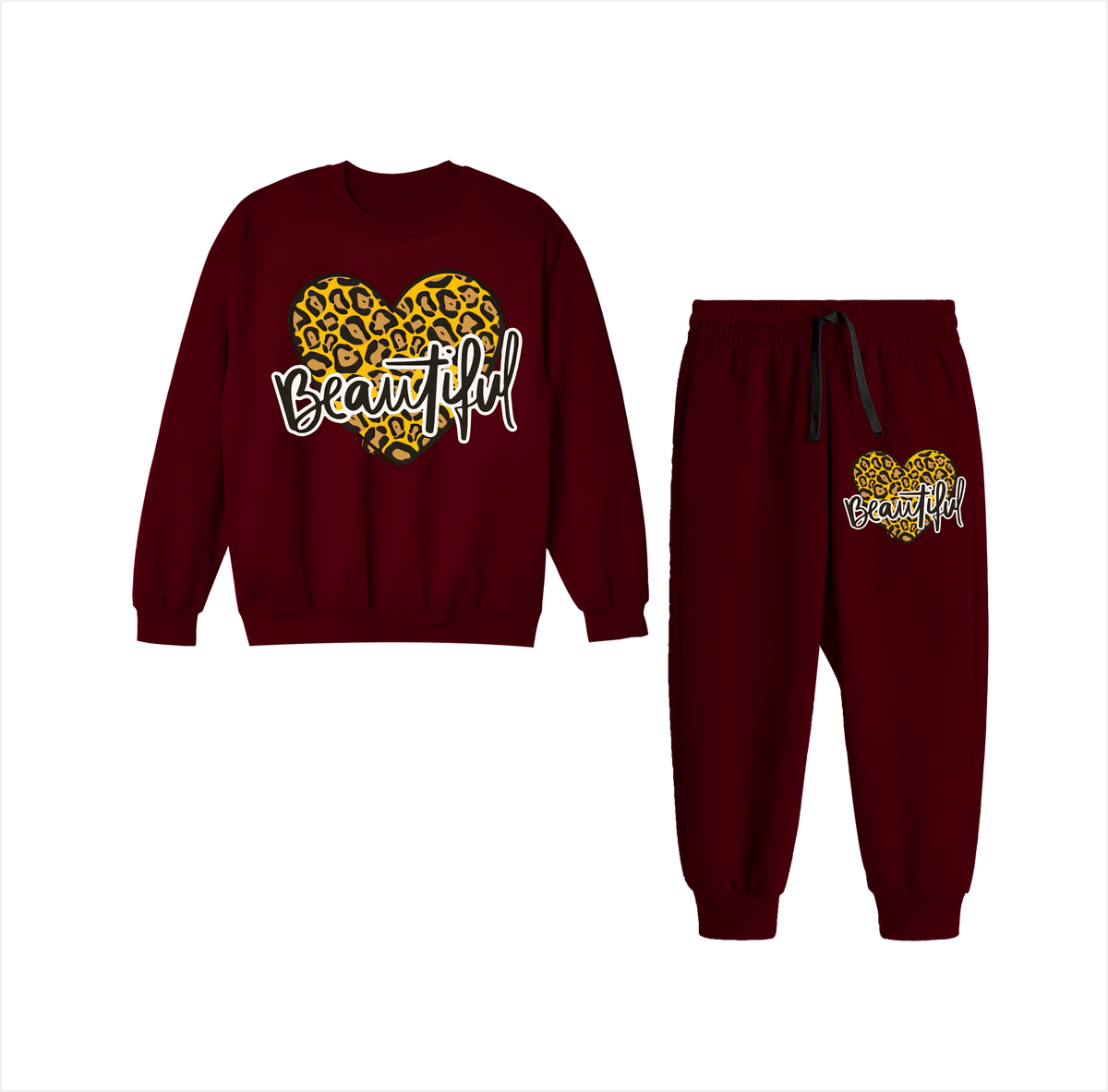 Leopard Print Heart Tracksuit