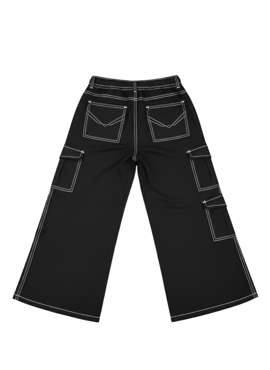 Black Reverse Stitch Detailed Denim Cargo trouser (Copy)