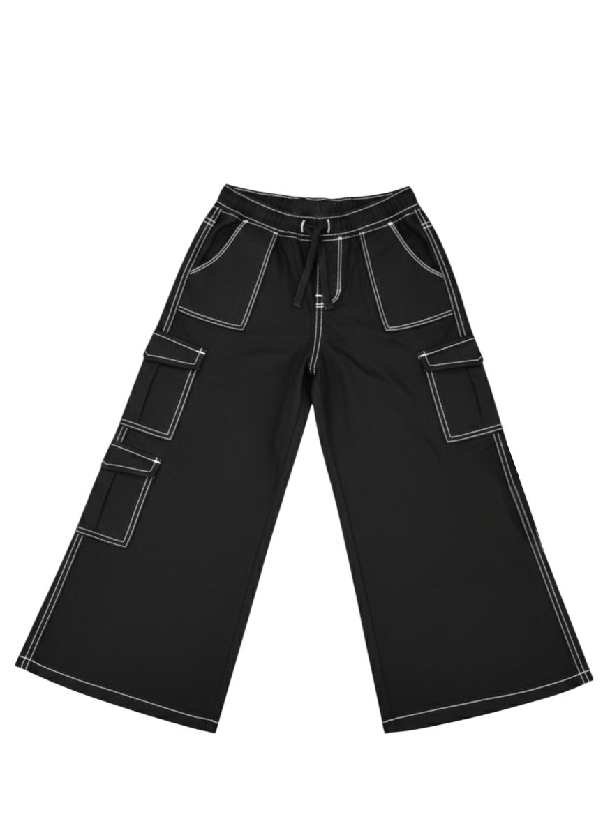 Black Reverse Stitch Detailed Denim Cargo trouser (Copy)